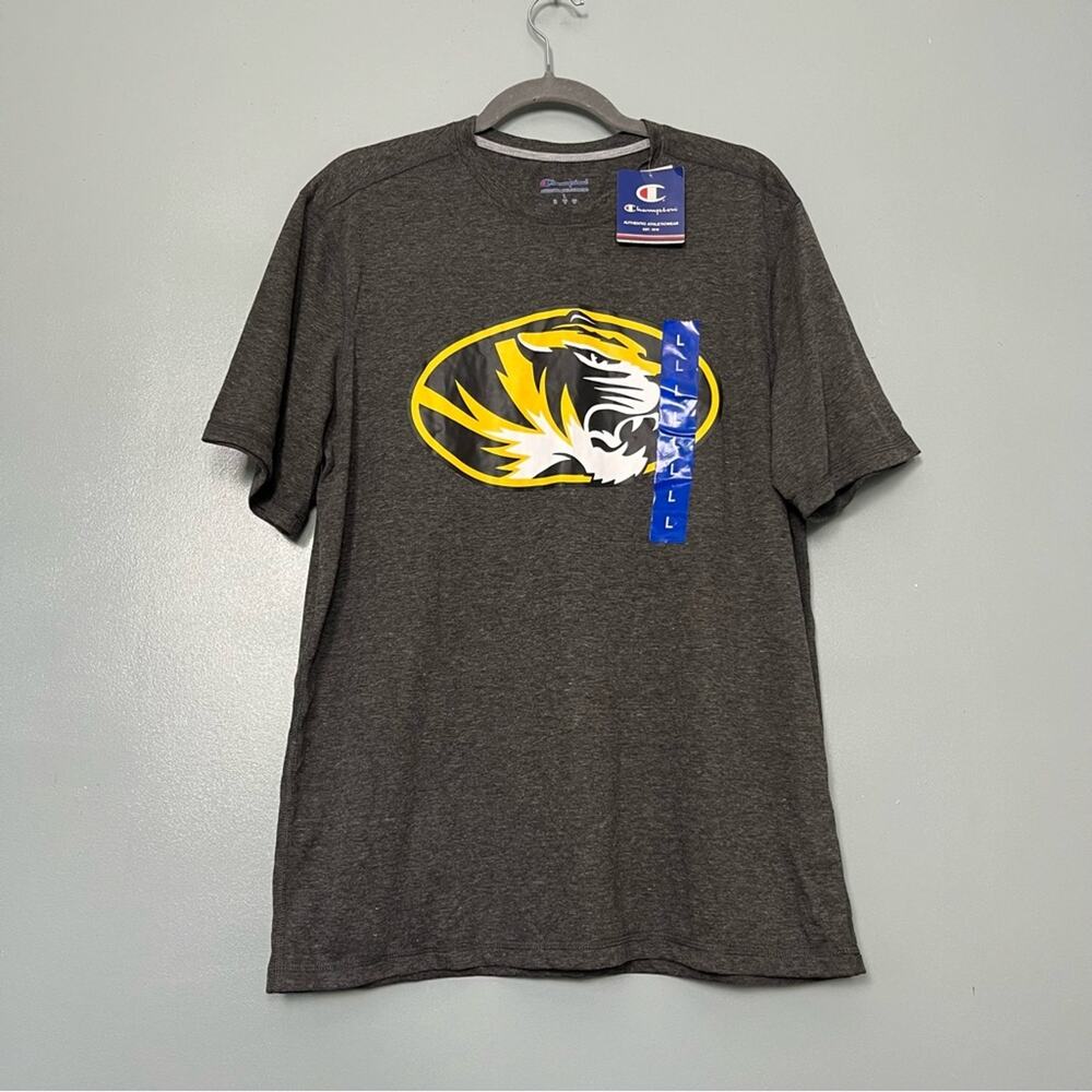 NWT Champion Mizzou University of Missouri Tiger Tee Shirt Gray Size Large